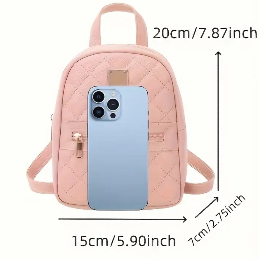 Quilted Pink Backpack NWT Vegan Leather - Picture 4 of 7